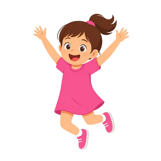 một bé gái đang nhảy lên