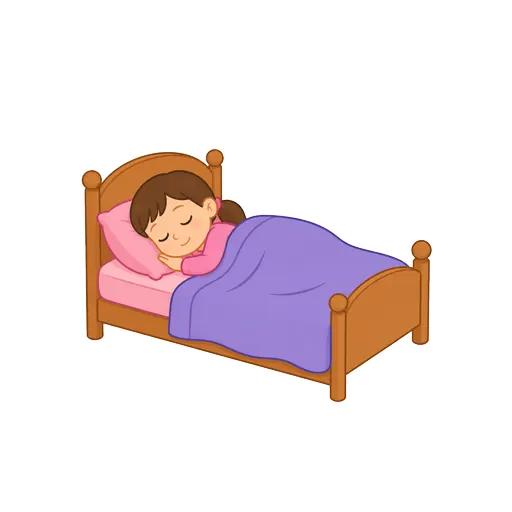 một bé gái đang ngủ trên giường