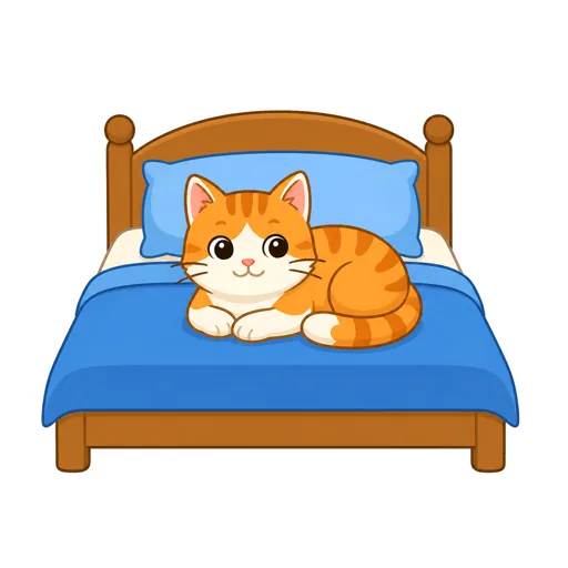 một con mèo nằm trên giường