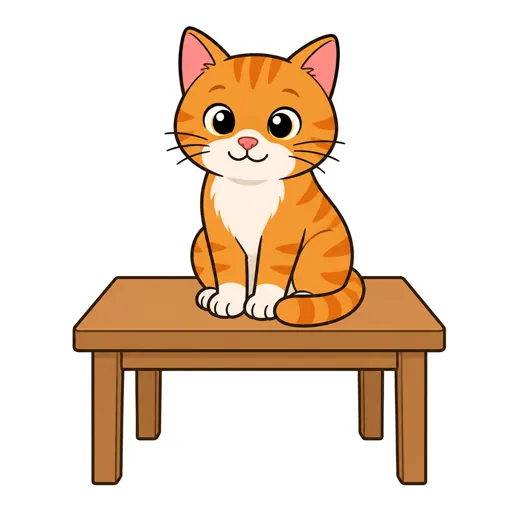 một con mèo ngồi trên bàn