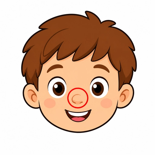 khuôn mặt trẻ em, mũi được khoanh tròn