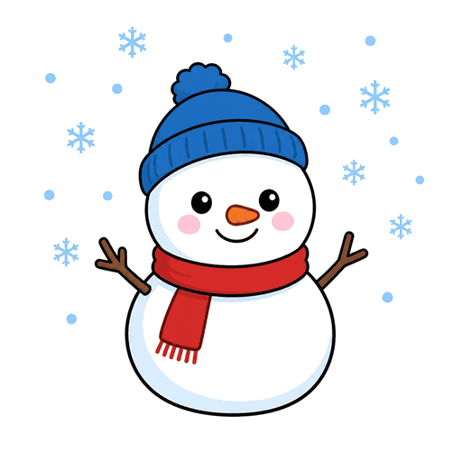 tuyết rơi và một người tuyết nhỏ