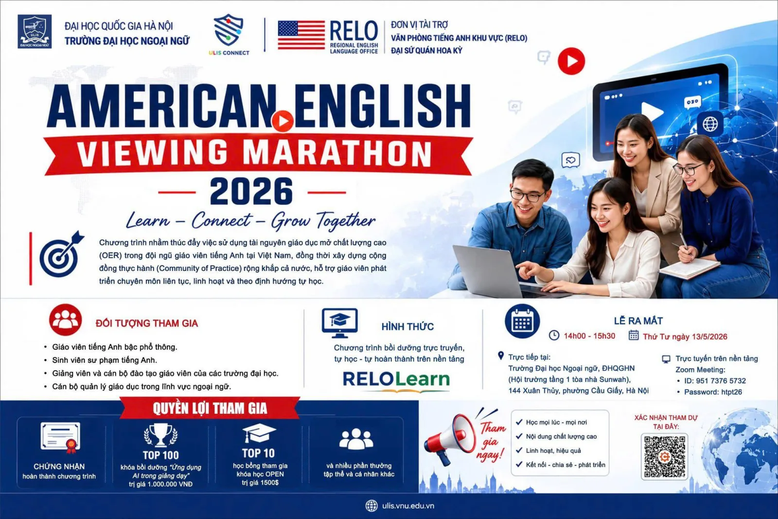 American English Viewing Marathon: chương trình bồi dưỡng miễn phí cho giáo viên tiếng Anh