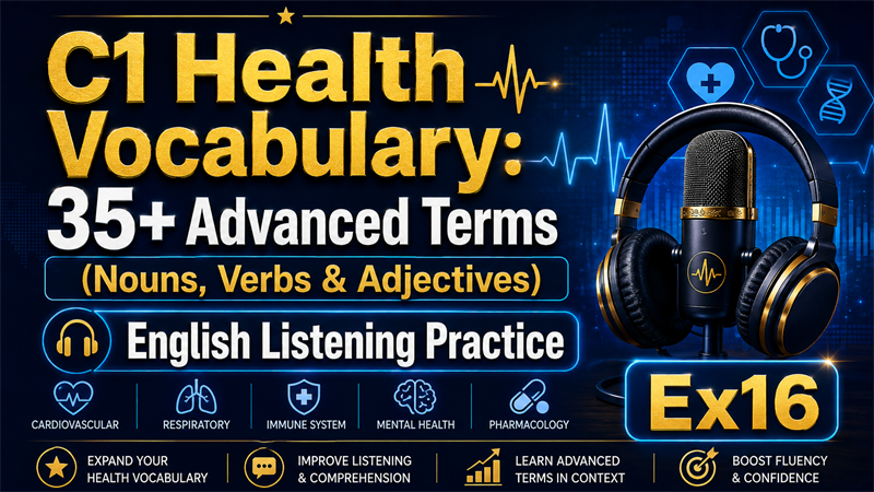 C1 Health Vocabulary: 35+ Advanced Terms (Nouns, Verbs & Adjectives) — English Listening Practice