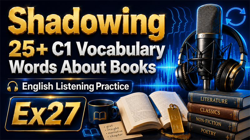 Shadowing: 25+ C1 Vocabulary Words About Books — English Listening Practice
